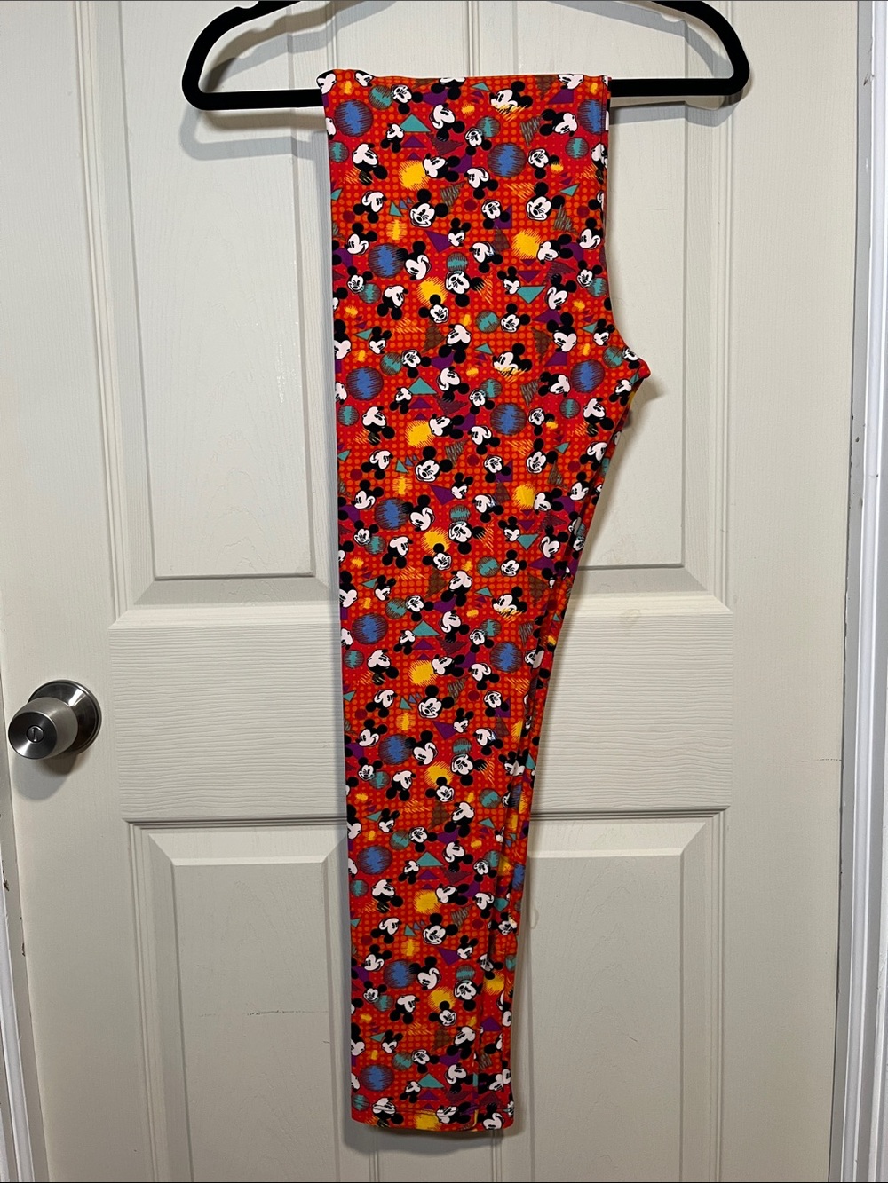 LuLaRoe Red Mickey Mouse Patterned Leggings
